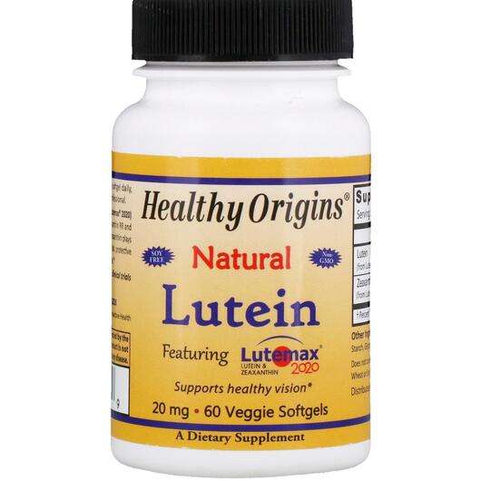 Основне фото товара Healthy Origins, Lutein Natural 20 mg, Лютеин 20 мг, 60 капсул