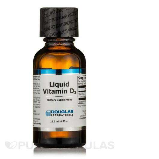 Основне фото товара Douglas Laboratories, Liquid Vitamin D-3, Вітамін D3 в краплях...
