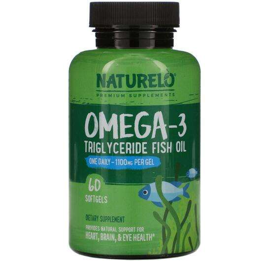 Основне фото товара Naturelo, Omega-3 Triglyceride Fish Oil 1100 mg, ДГК, 60 капсул