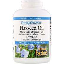Natural Factors, Льняное Масло, Omega Factors Flaxseed Oil 100...
