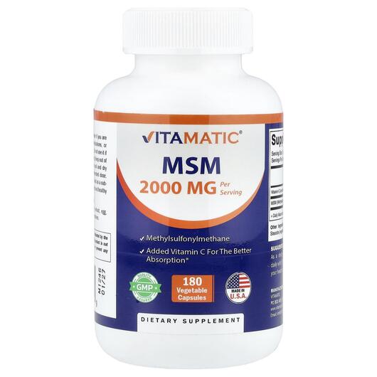 Основне фото товара Vitamatic, MSM, Метилсульфонілметан МСМ, 180 капсул