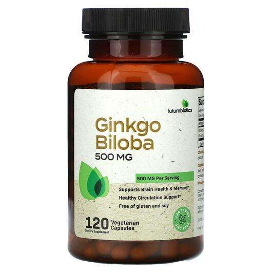 Основне фото товара Future Biotics, Ginkgo Biloba 500 mg, Гінкго Білоба, 120 капсул
