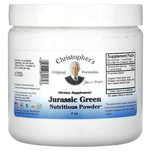 Основне фото товара Christopher's Original Formulas, Jurassic Green Nutritious Pow...