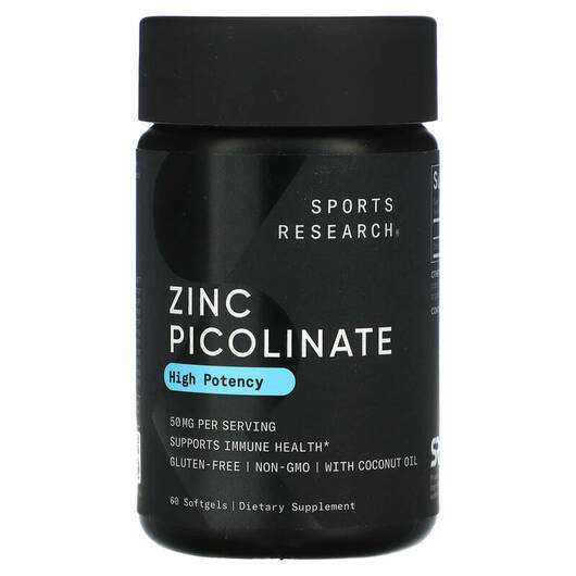 Основне фото товара Sports Research, Zinc Picolinate 50 mg 60, Пиколинат цинку 50 ...