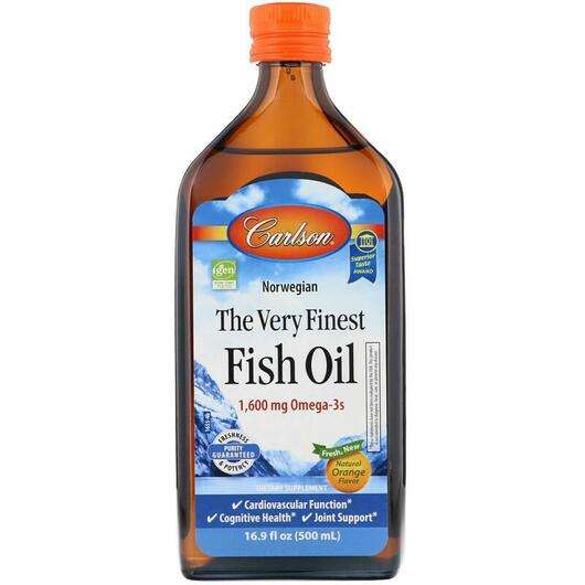 Основне фото товара Carlson, Norwegian The Very Finest Fish Oil Natural Orange Fla...