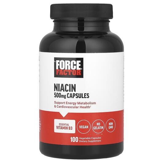 Основне фото товара Force Factor, Niacin 500 mg, Вітамін B3 Ніацин, 100 капсул