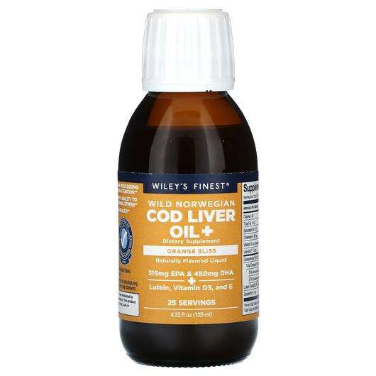 Основне фото товара Wiley's Finest, Wild Norwegian Cod Liver Oil + Orange Bliss, О...
