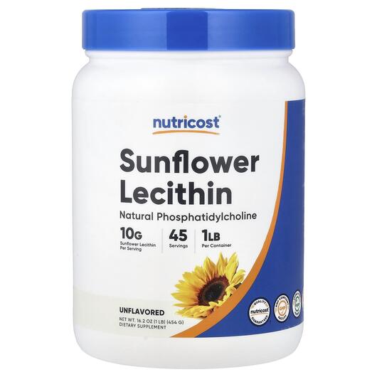 Основне фото товара Nutricost, Sunflower Lecithin Unflavored, Лецитин, 454 г