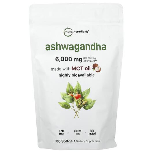 Основне фото товара Micro Ingredients, Ashwagandha, Ашваганда, 300 капсул
