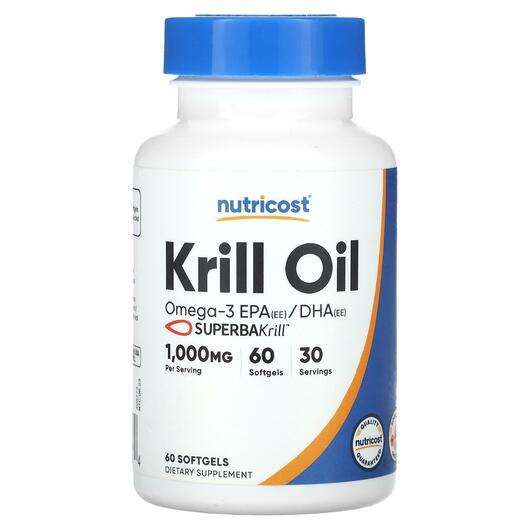 Основне фото товара Nutricost, Krill Oil 1000 mg, Олія Антарктичного Кріля, 60 капсул