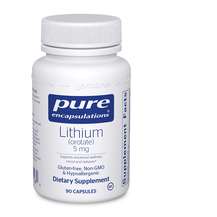 Pure Encapsulations, Литий, Lithium orotate 5 mg, 90 капсул