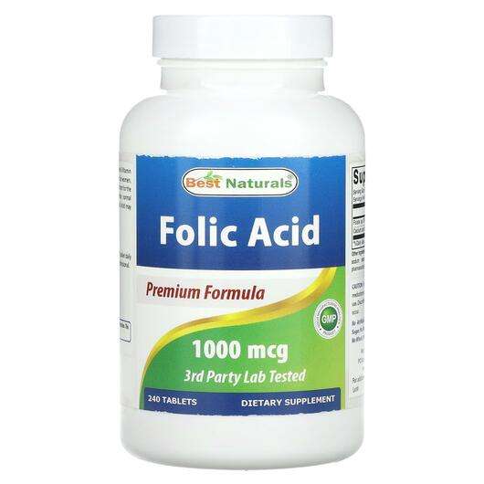 Основне фото товара Best Naturals, Folic Acid 1000 mcg, Фолієва кислота, 240 таблеток