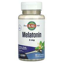 KAL, Melatonin Vanilla Mint 5 mg, Мелатонін, 90 таблеток
