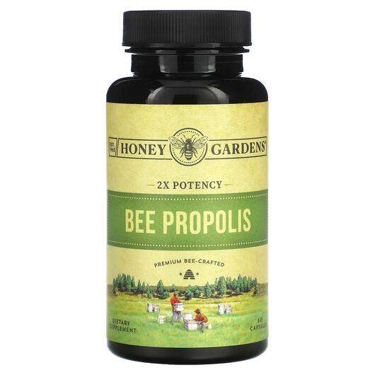 Основное фото товара Honey Gardens, Прополис, Bee Propolis 2x Potency, 60 капсул