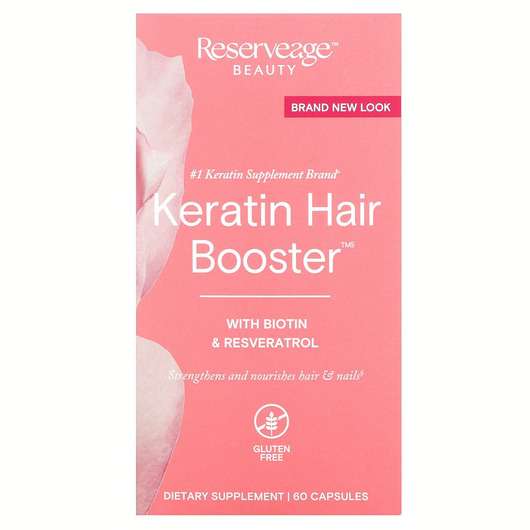 Keratin Hair Booster With Biotin & Resveratrol 60, Кератин, 60 капсул