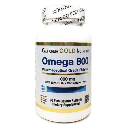 Основне фото товара California Gold Nutrition, Omega 800 1000 mg, Омега-3, 90 капсул