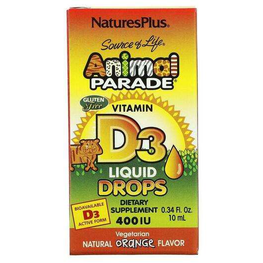 Основне фото товара Natures Plus, Vitamin D3 Liquid Drops, Рідкий Вітамін C і D3 в...