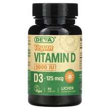 Deva, Vegan Vitamin D3 125 mcg 5000 IU, Веганський Вітамін D3,...