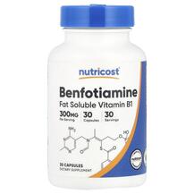 Benfotiamine 300 mg Бенфотиамин Nutricost 30 капсул