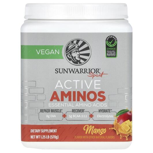 Основне фото товара Sunwarrior, Sport Active Aminos Mango, Амінокислоти, 570 г