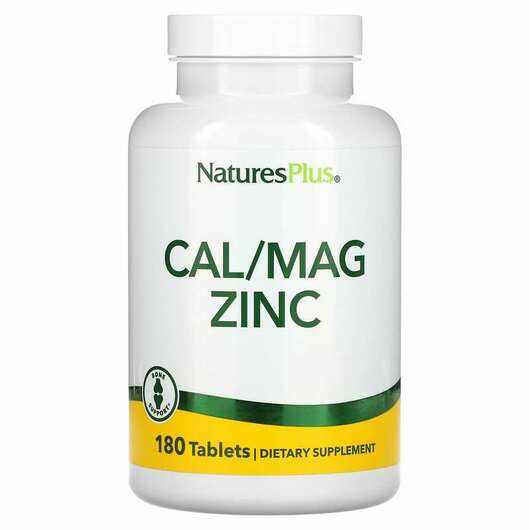 Основне фото товара Natures Plus, Cal Mag Zinc, Кальцій Магній Цинк, 180 таблеток