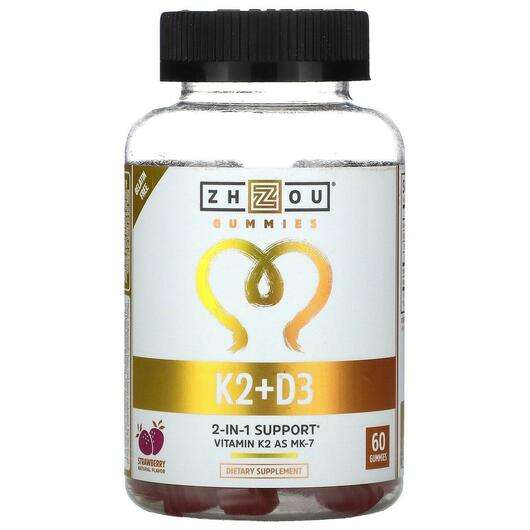 Основное фото товара Zhou Nutrition, Витамины D3 + K2, K2 + D3 Strawberry, 60 веган...