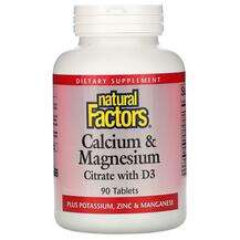 Natural Factors, Calcium & Magnesium Citrate with D3, 90 T...