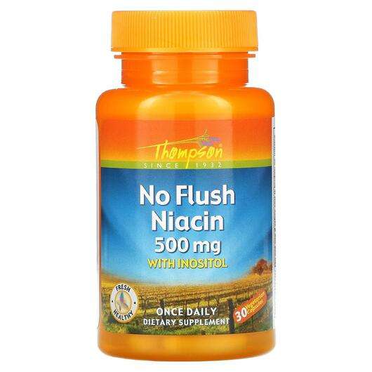 Основное фото товара Thompson, Ниацин, No Flush Niacin 500 mg, 30 капсул