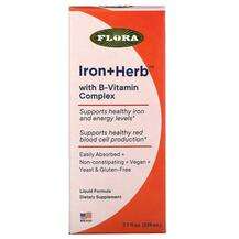 Flora, Железо с витамини группы B, Iron+ Herb With B-Vitamin C...