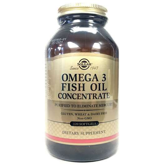Основне фото товара Solgar, Omega 3 Fish Oil Concentrate, Омега-3, 120 капсул