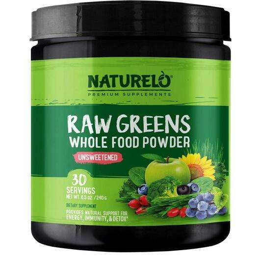 Основне фото товара Naturelo, Raw Greens Whole Food Powder Unsweetened 8, Спортивн...