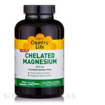 Country Life, Хелатный Магний, Chelated Magnesium 250 mg, 240 ...
