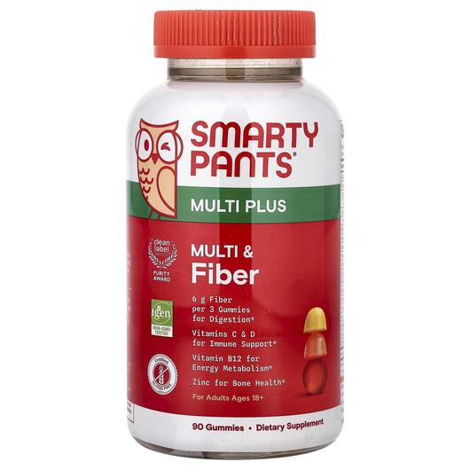 Основне фото товара Multi Plus Multi & Fiber Gummies Strawberry, Цукерки з клітко