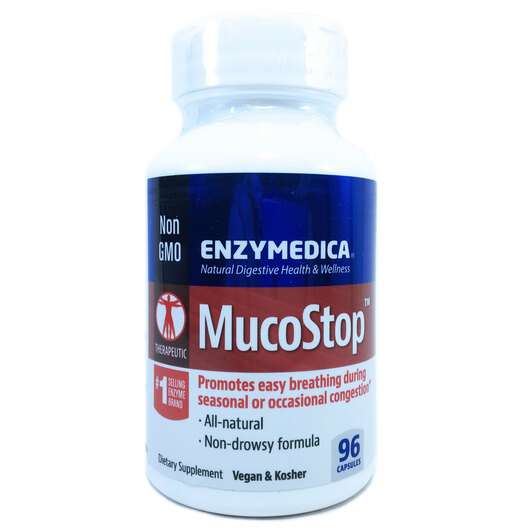 Основне фото товара Enzymedica, MucoStop, Ферменти для дихання, 96 капсул