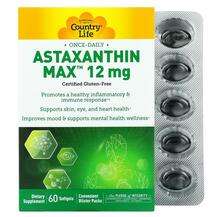 Country Life, Astaxanthin Max 12 mg, Астаксантин, 60 капсул