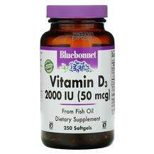 Bluebonnet, Vitamin D3 2000 IU, Вітамін D3, 250 капсул