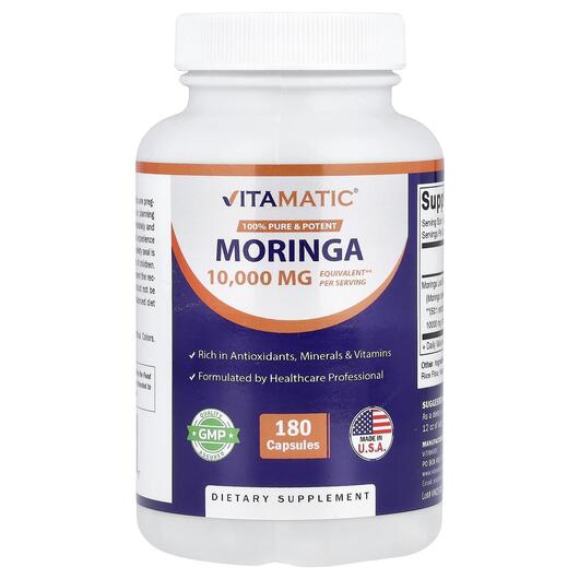 Основне фото товара Vitamatic, Moringa 10000 mg, Моринга, 180 капсул