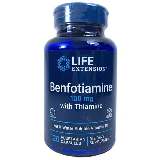 Benfotiamine 100 mg, Бенфотіамін з тіаміном 100 мг, 120 капсул