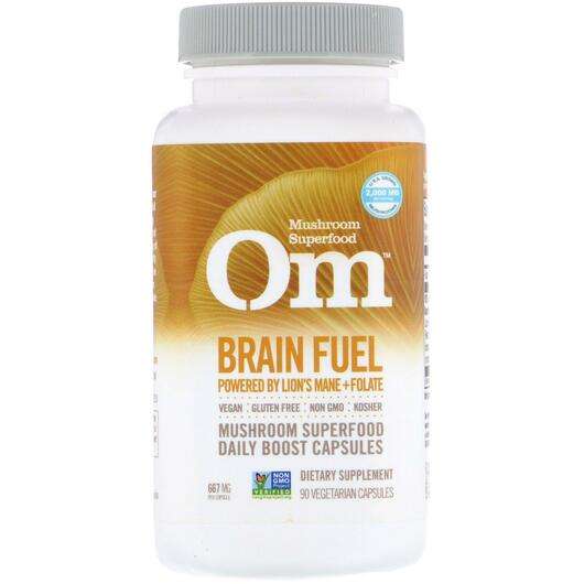 Brain Fuel Powered by Lion's Mane + Folate 667 mg, Гриби Левова грива, 90 капсул