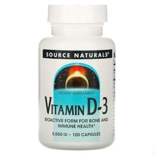 Основное фото товара Source Naturals, Витамин D-3 5000 МЕ, Vitamin D-3 5000 IU 120,...