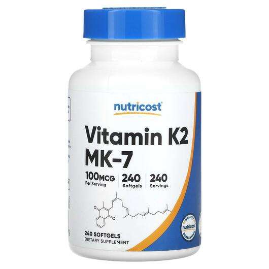 Основное фото товара Nutricost, Витамин K2, Vitamin K2 100 mcg, 240 капсул