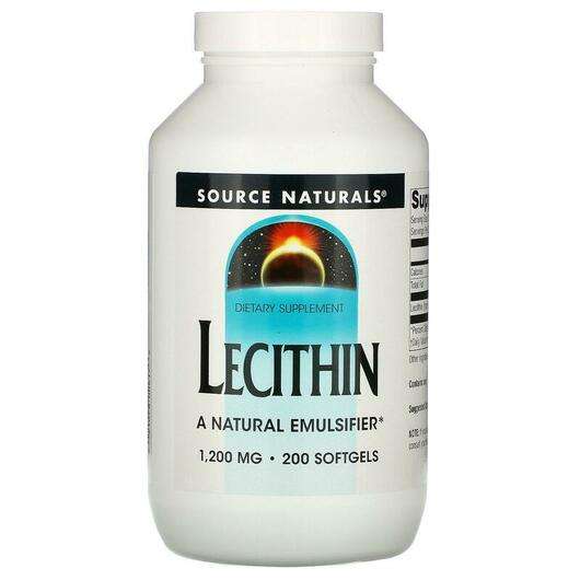 Основне фото товара Source Naturals, Lecithin 1200 mg, Лецитин 1200 мг, 200 капсул
