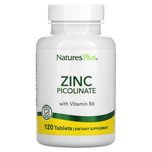 Основне фото товара Natures Plus, Zinc Picolinate & B-6, Пиколинат цинку з віт...