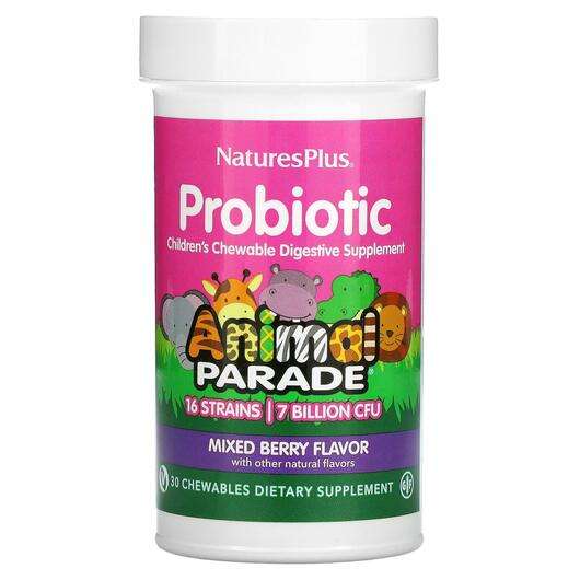 Основне фото товара Natures Plus, Animal Parade Probiotic, Пробіотики для дітей, 3...