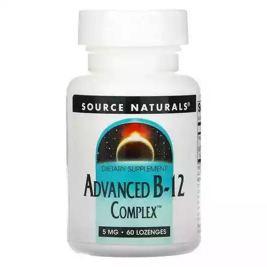 Основне фото товара Source Naturals, Advanced B-12 Complex 5 mg, Вітамін B12, 60 л...