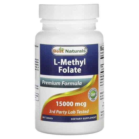 Основне фото товара Best Naturals, L-Methyl Folate 15000 mcg, Метилфолат, 60 таблеток