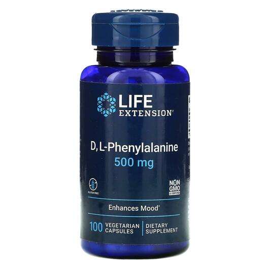 Основное фото товара Life Extension, DL-фенилаланин 500 мг, D,L-Phenylalanine 500 m...