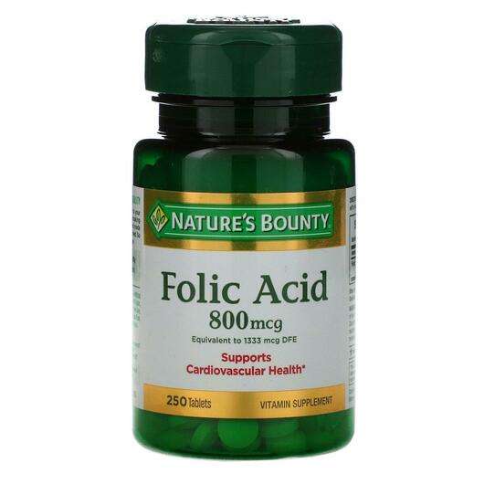 Основне фото товара Nature's Bounty, Folic Acid 800 mcg, Фолієва кислота 800 мкг, ...