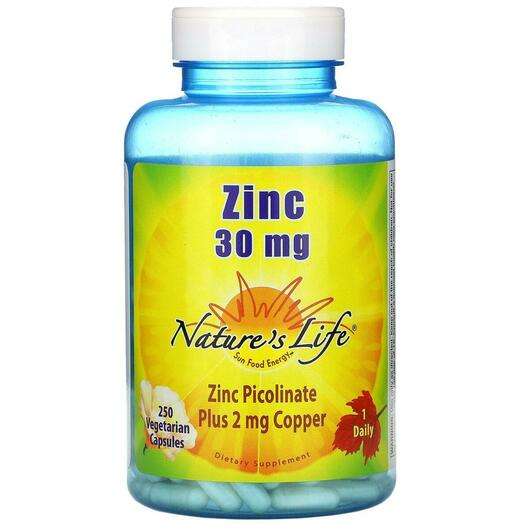 Основне фото товара Natures Life, Zinc 30 mg, Цинк, 250 капсул