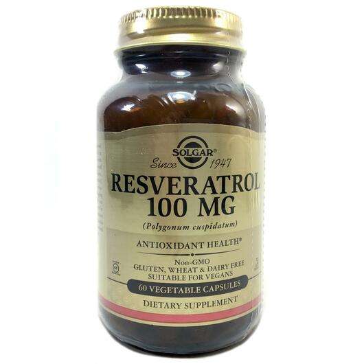 Основное фото товара Solgar, Ресвератрол 100 мг, Resveratrol 100 mg, 60 капсул